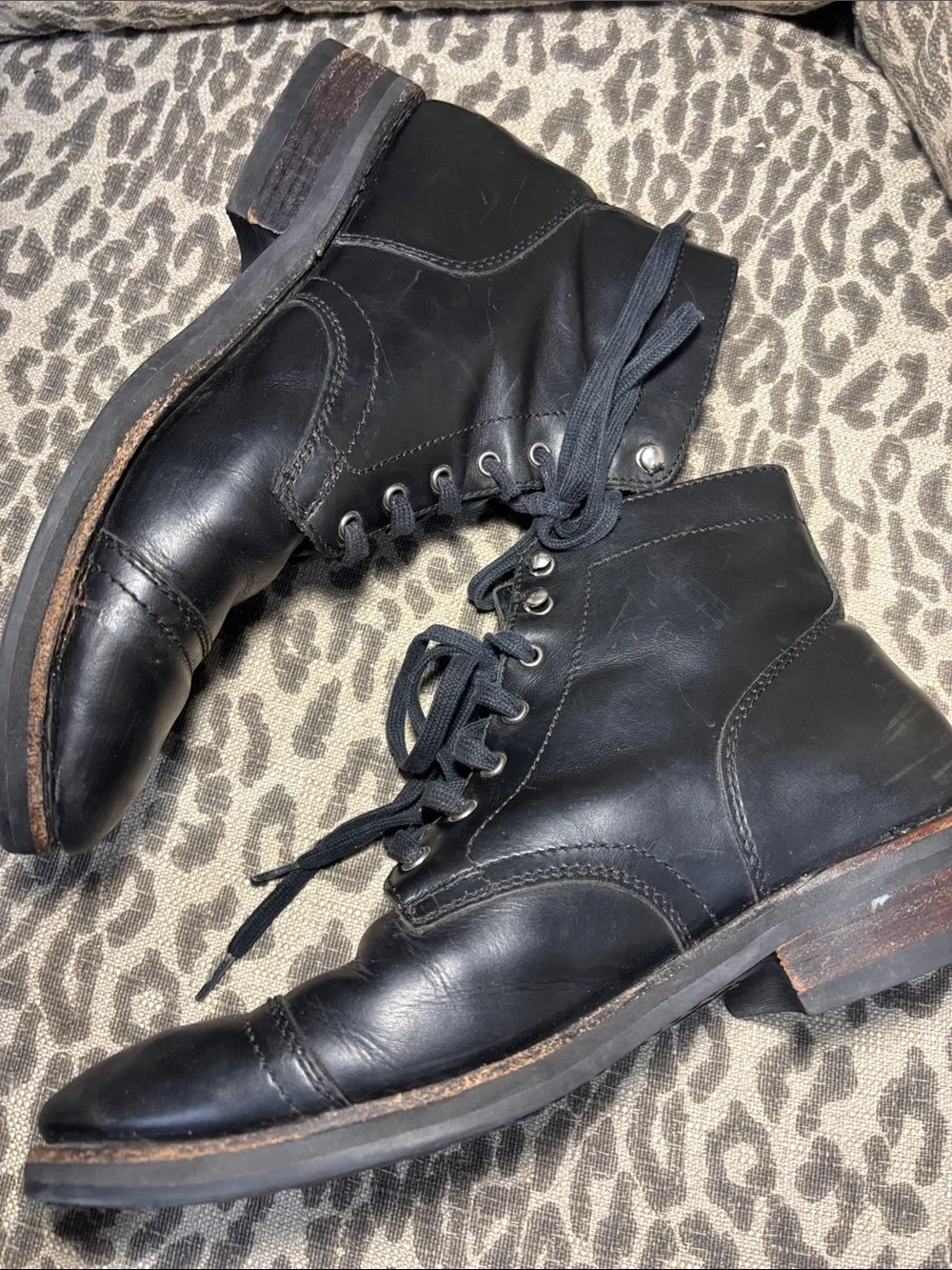 Thursday everyday black leather men’s small batch handcrafted lace up boots 9.5